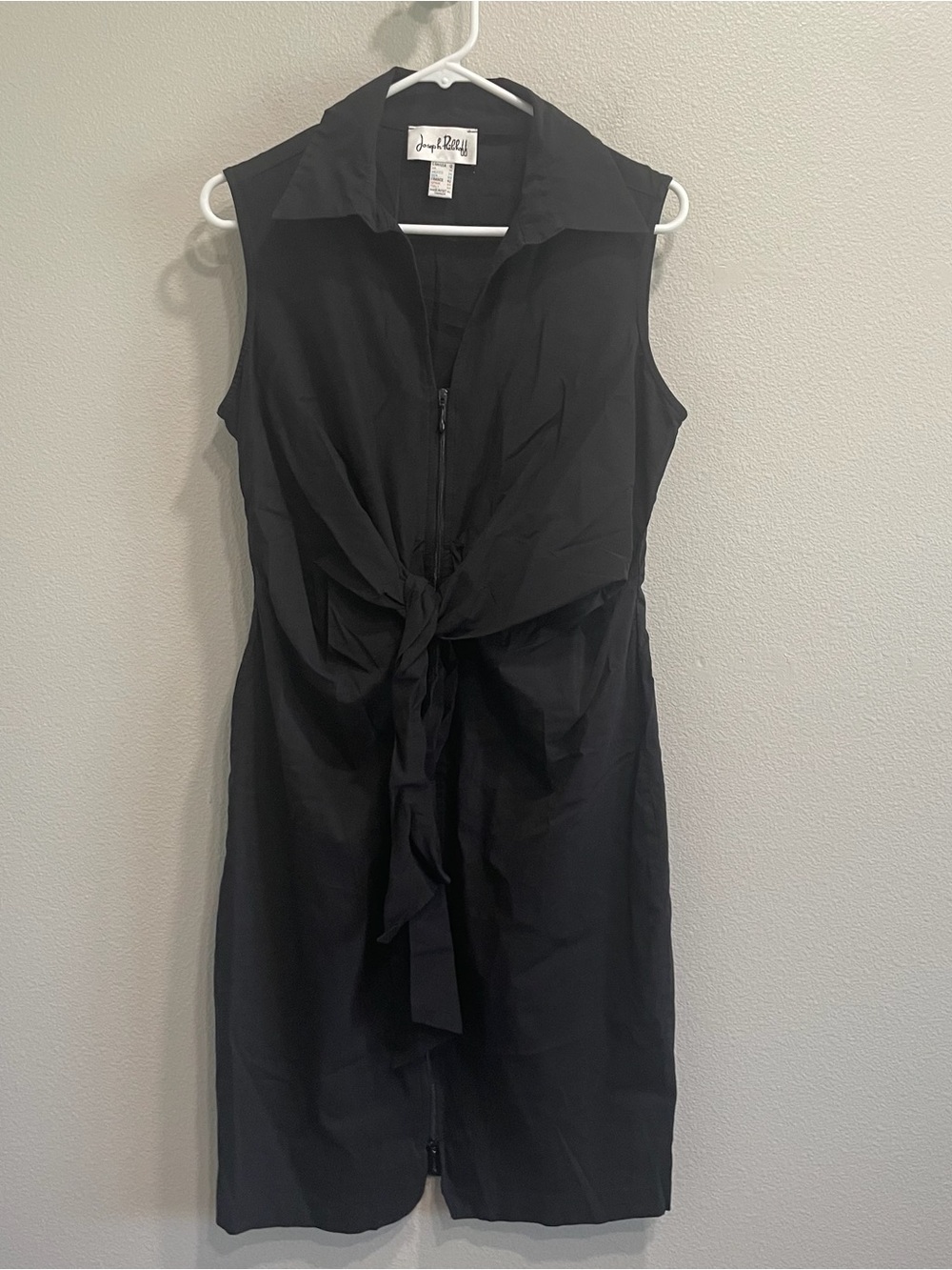 Joseph Ribkoff Black Sleeveless Tie-Front Shirtwaist Dress